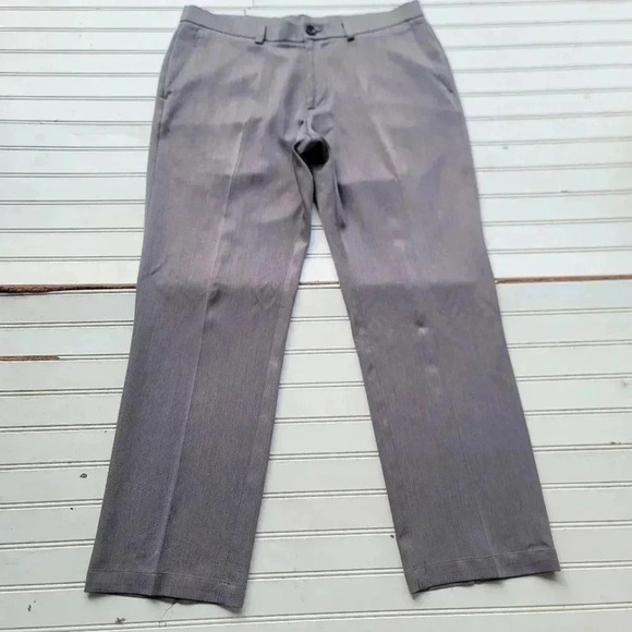 Haggar L Mens Premium Straight Fit Gray Dress Flat Front Stretch Pants 34x29 - Picture 1 of 10